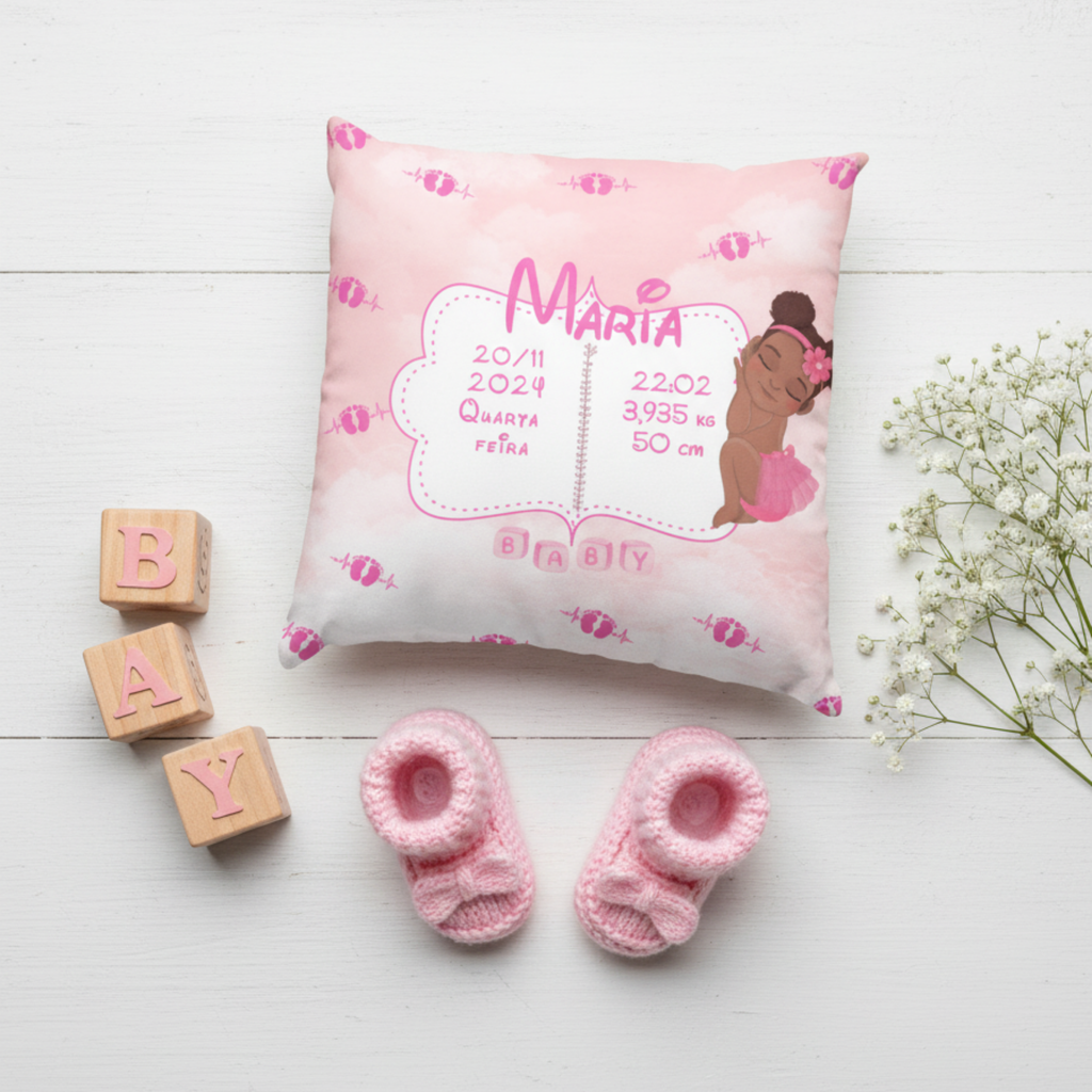 Almofada Personalizada Bebé – Dados de Nascimento