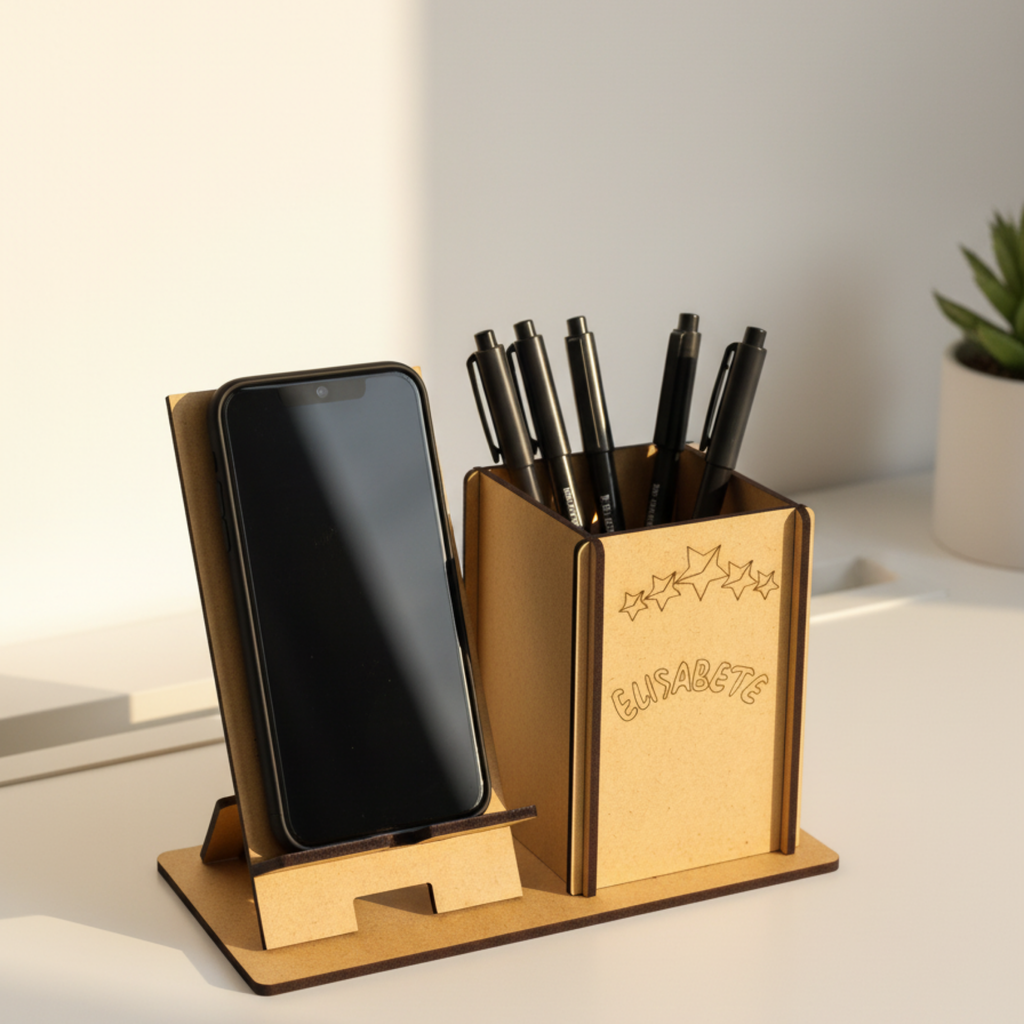 Conjunto Porta-Telemóvel e Porta-Canetas Personalizado