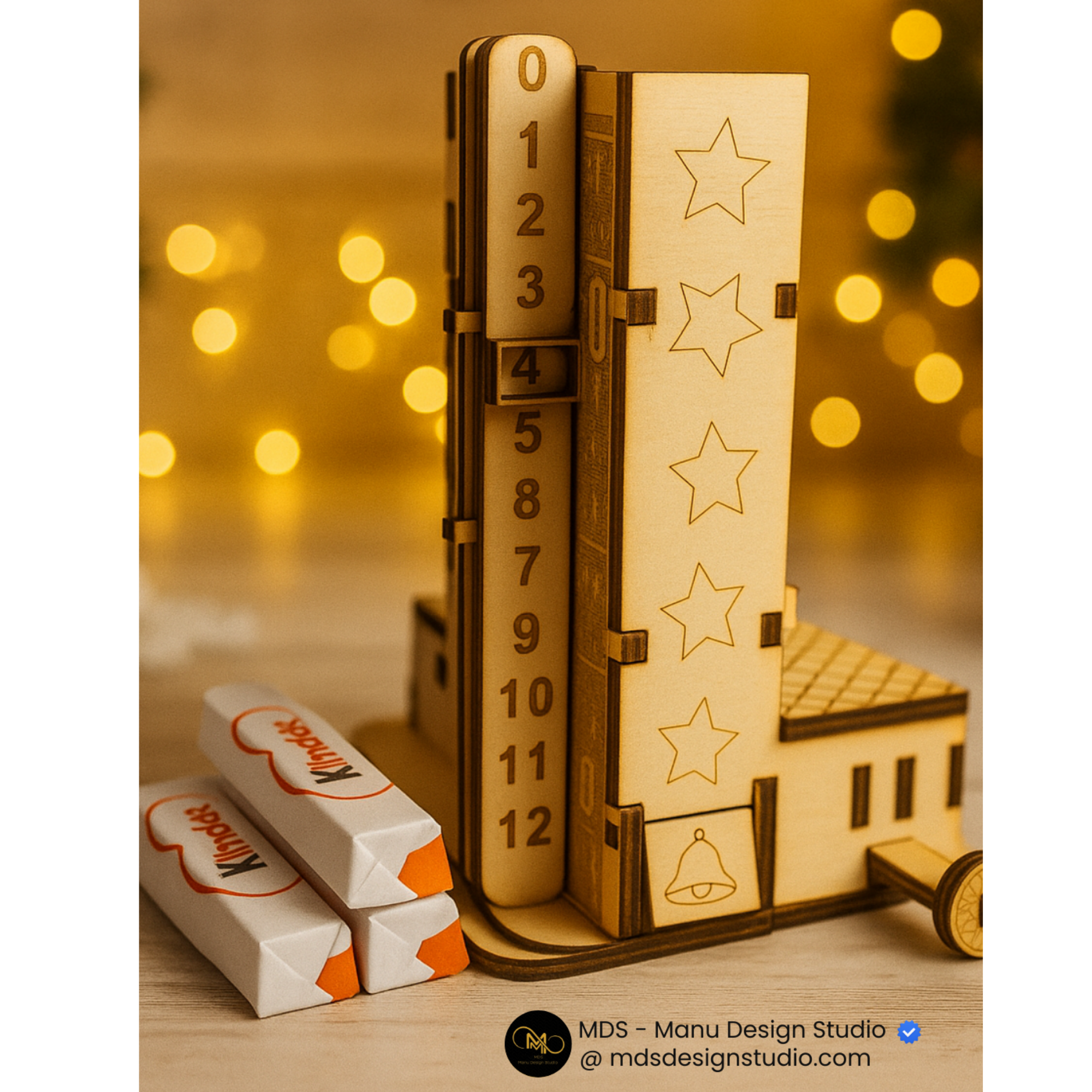 Calendário do Advento – Torre Natal em MDF (Personalizável)